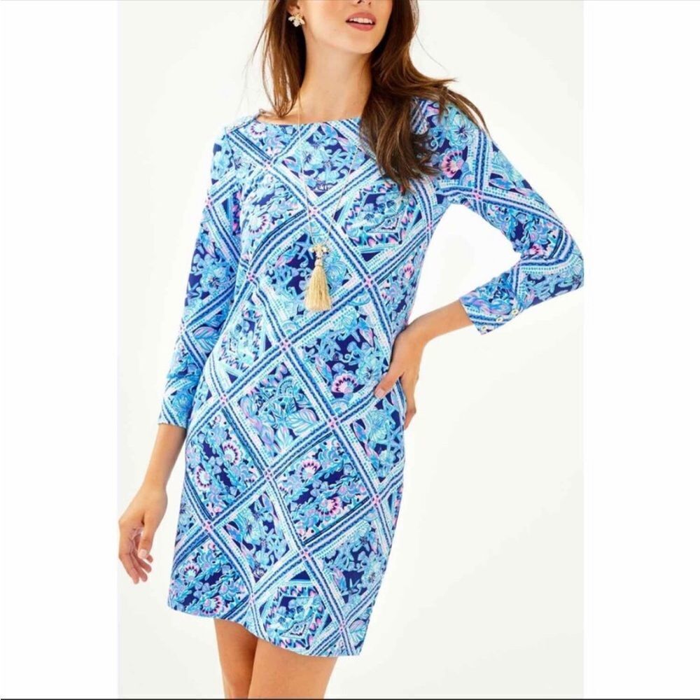 LILLY PULITZER | Sophie 3/4 Sleeve Dress UPF 50+ Zanzibar Blue Women’s Size S